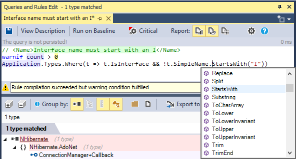 Editing a custom code rule with NDepend in Visual Studio
