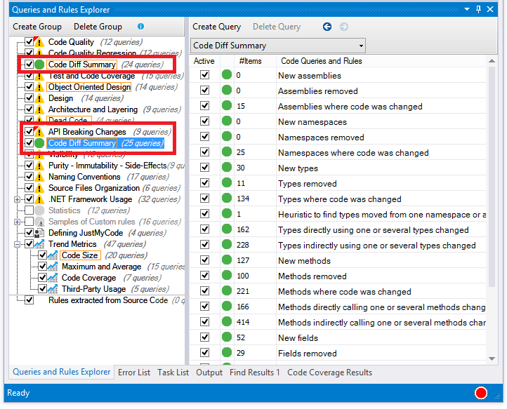 ndepend code rules related to code delta since the baseline