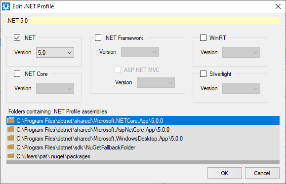 ndepend project dotnet profile directories