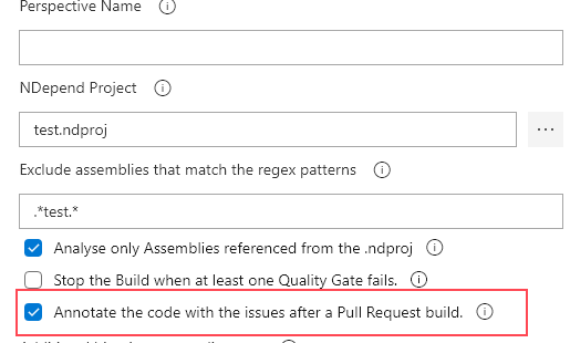 ndepend: annotate code with issue after pull request