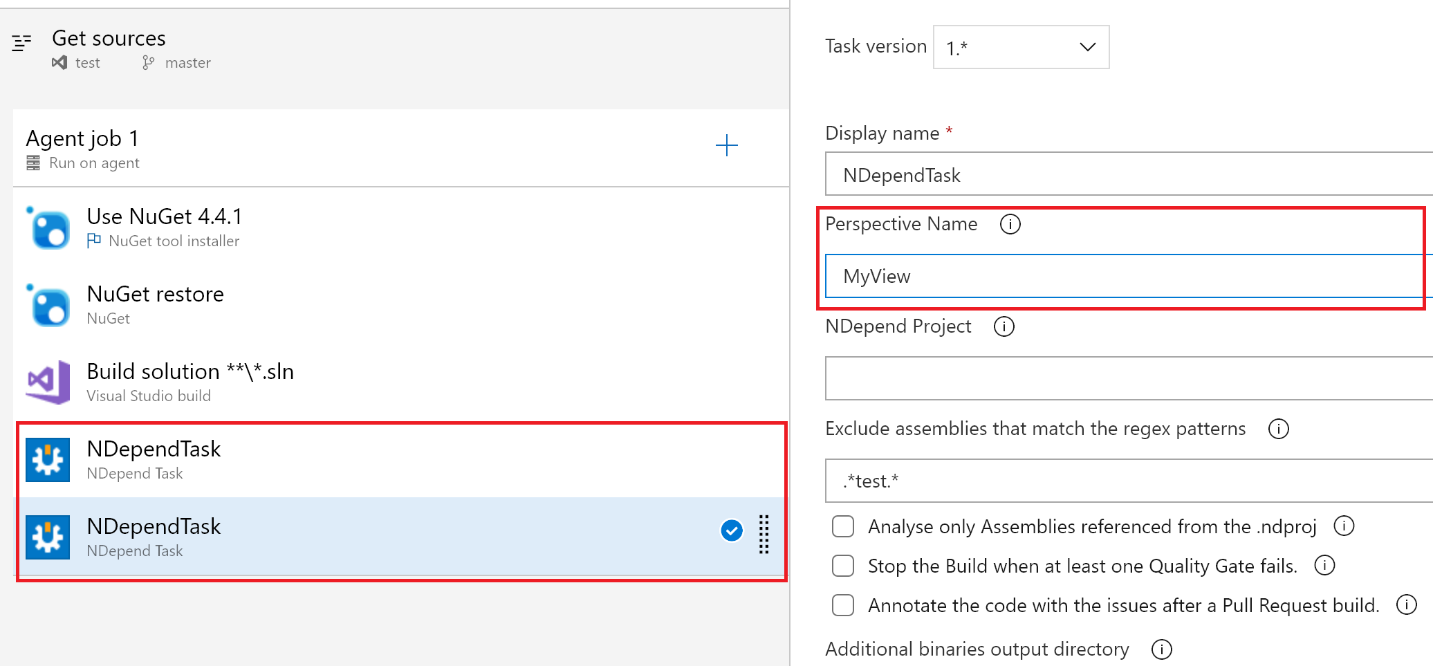 NDepend Azure DevOps Extension Perspectives