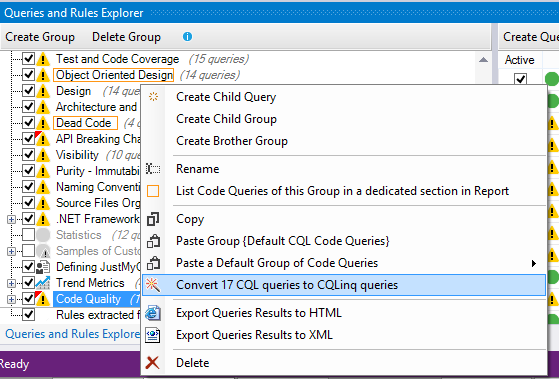 converting several cql queries to cqlinq