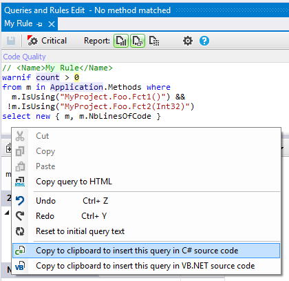 ndepend cqlinq csharp linq code rule copy to clipboard fo insert in csharp code