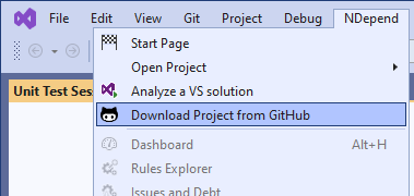 Visual Studio Download NDepend Project From GitHub