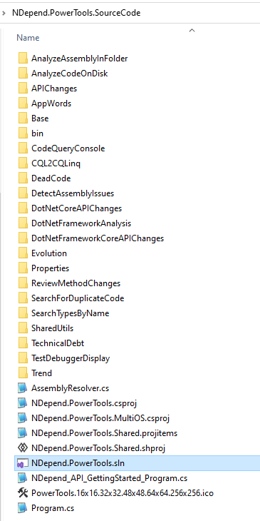 Location of NDepend.PowerTools.sln open source Visual Studio solution
