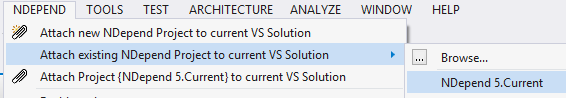 attach an ndepend project to a visual studio solution