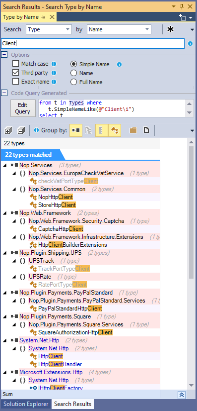 ndepend search methods by name with code query generation
