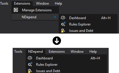 Move The NDepend Menu To Top Level