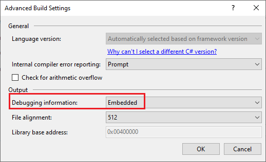 Support for the assembly PDB embedded mode.