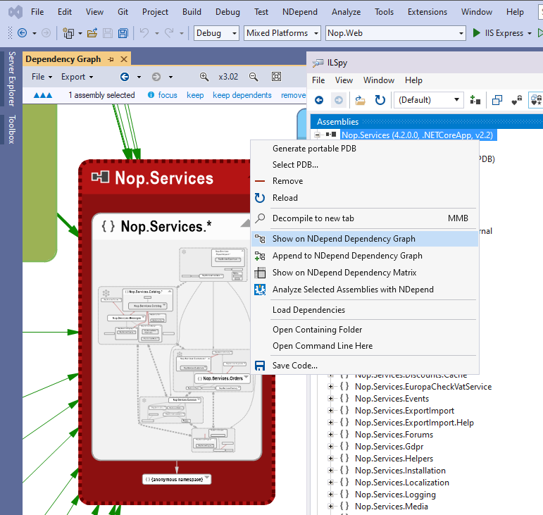 ILSpy to NDepend Show on Dependency Graph