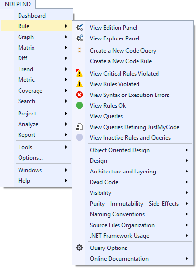 NDepend Main Menu