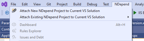 Attach a new NDepend project file to a Visual Studio solution